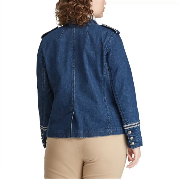 RALPH LAUREN Jean Jacket Epaulets Metallic Trim - Picture 4 of 7